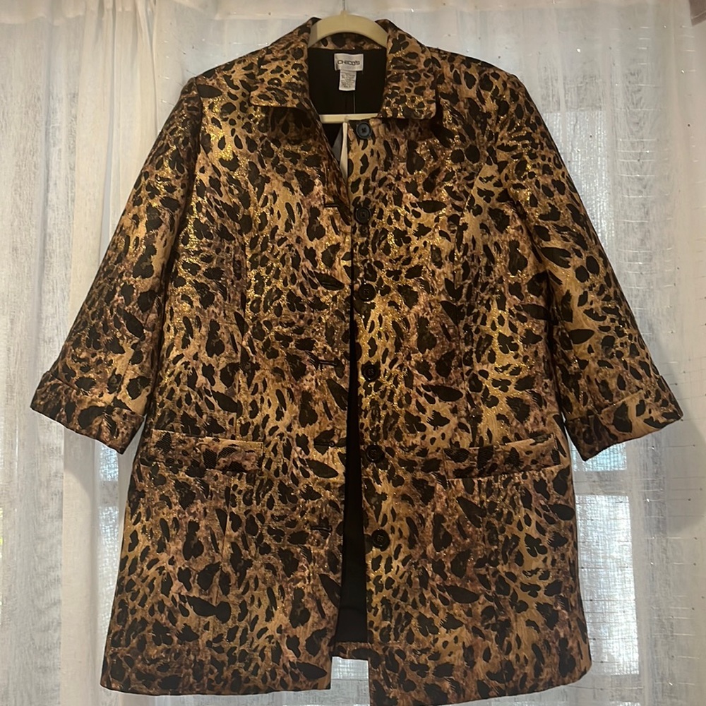 Chicos Jacket, jaguar, print size 2